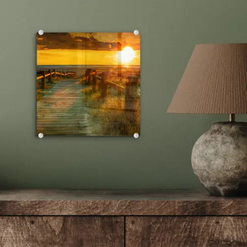 Zon - Strand - Duin - Horizon - Gras - Pad - Oranje plexiglas 5mm klein -sfeer3