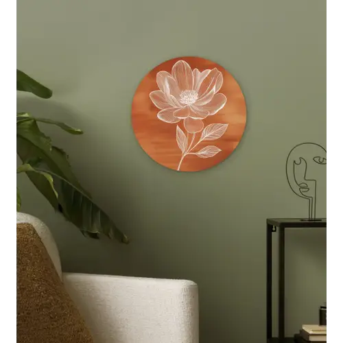 Bloem - Minimalistisch - Wit Wandcirkel kunststof plaat 5mm dik klein -sfeer3