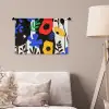 Bloemen - Bladeren - Abstract - Zwart Wandkleed katoen klein -sfeer4
