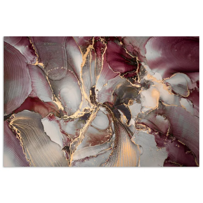 Goud - Marmer - Paars poster papier klein -3d