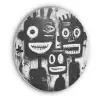 Schilderij - Figuren - Zwart - Abstract Akoestische PET Vilt - Rond klein -3d