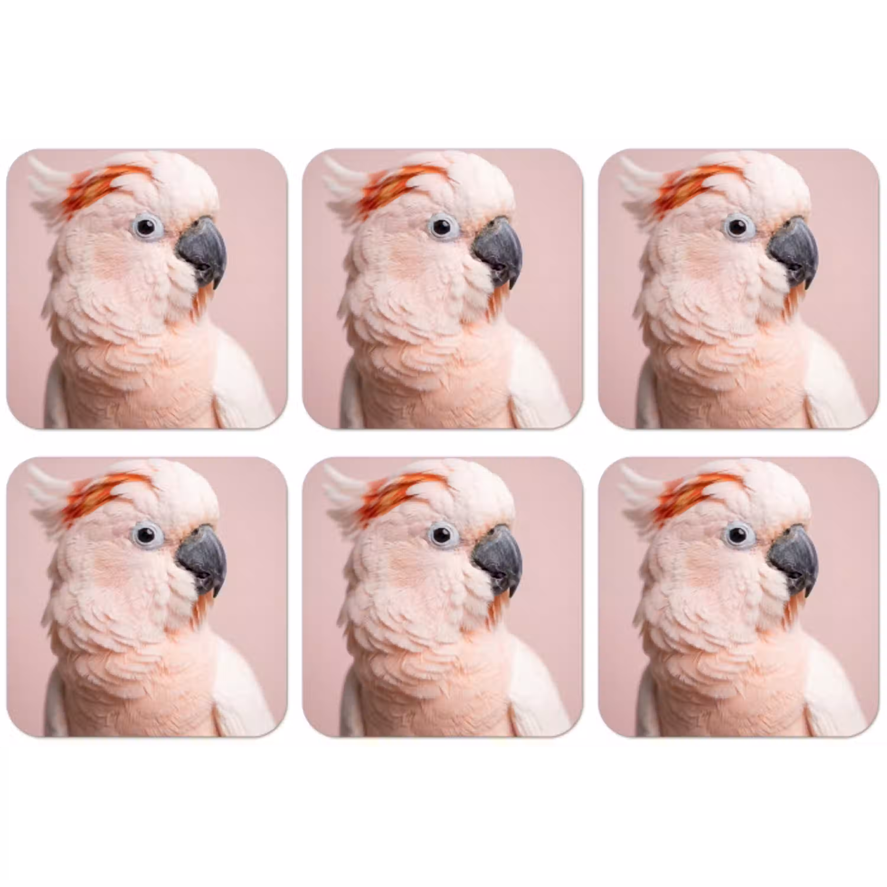 Kaketoe - Portret - Roze onderzetter kurk middel -zkaufland3dotto