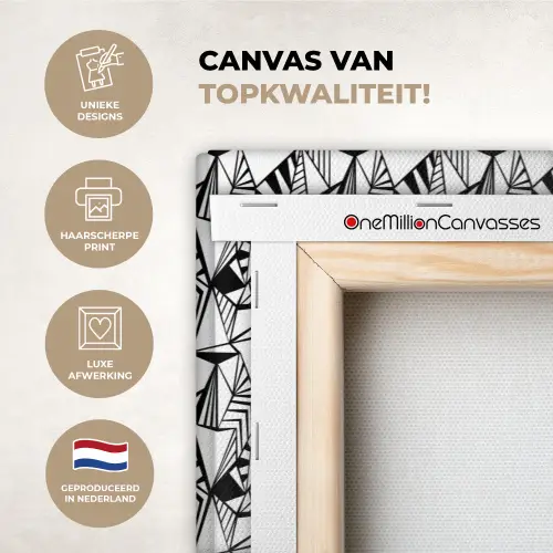 Geometrie - Driehoeken - Zwart - Wit canvas 2cm xxl 828 -sfeer2