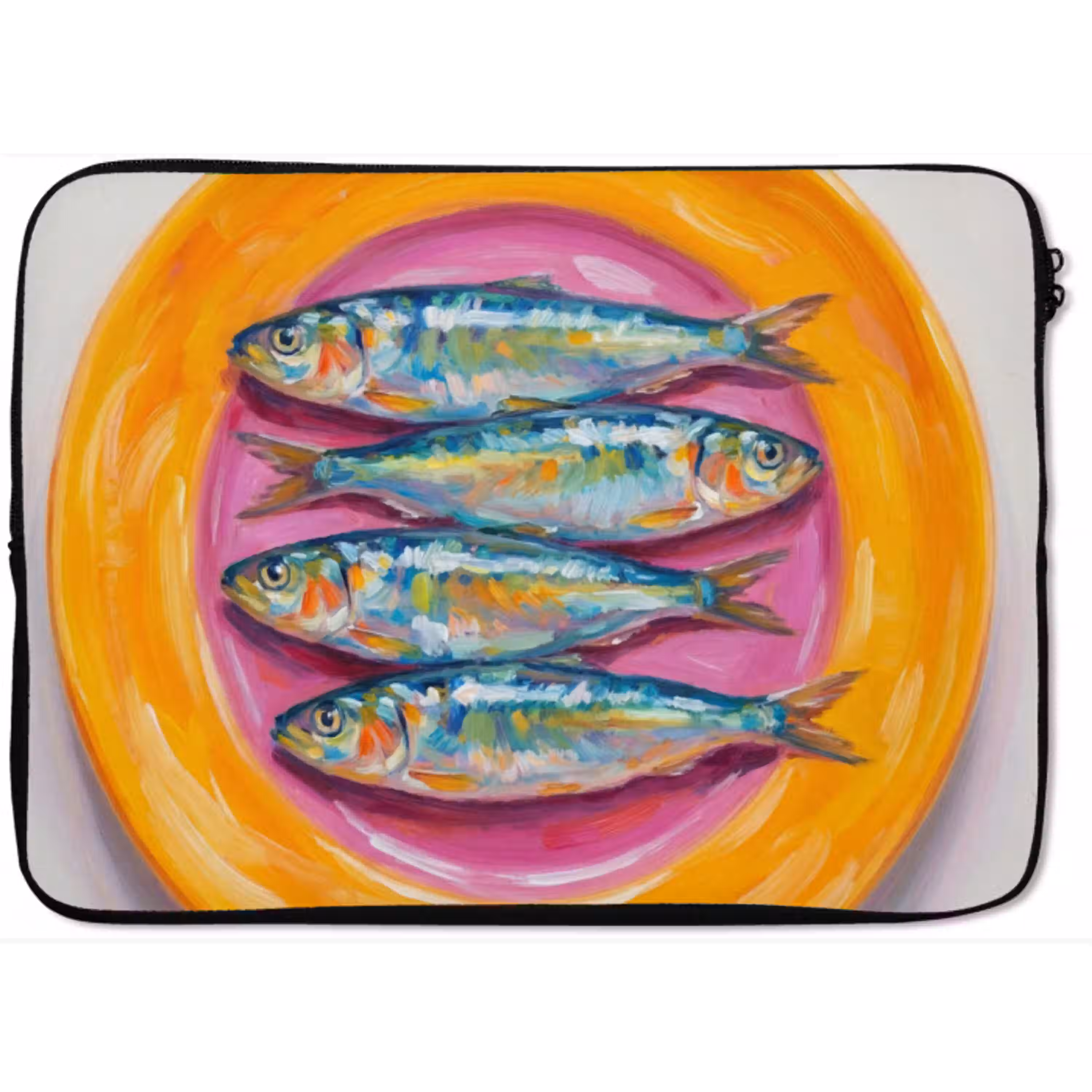 Vis - Vier - Eten - Modern - Kleurrijk laptophoes neopreen klein -zkaufland3dotto