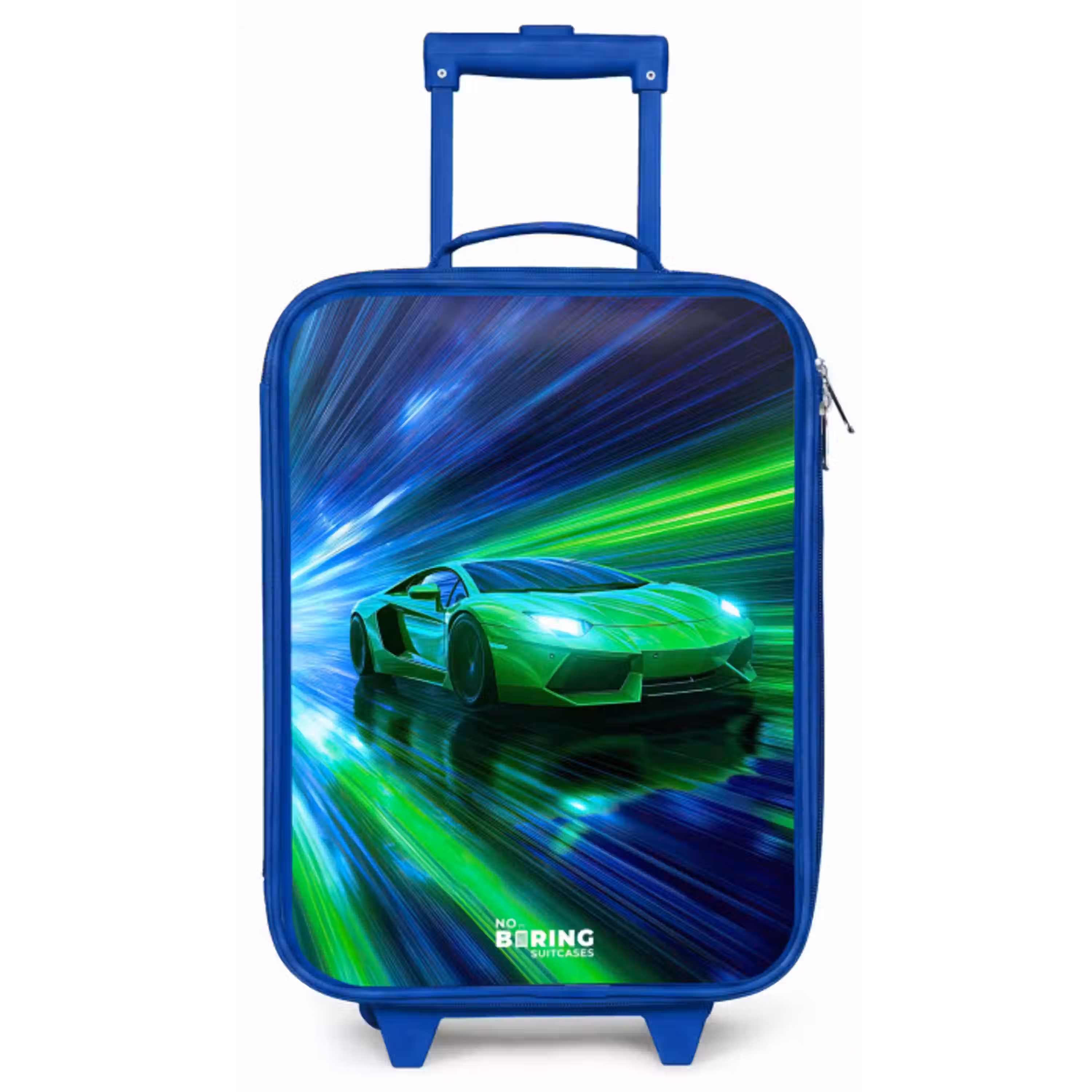 Raceauto - Felgroen - Lichtstralen - Snelheid Kinderkoffer - Blauw klein -zz3dotto