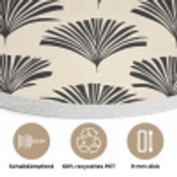 Waaiers - Botanisch - Zwart - Beige Akoestische PET Vilt - Rond klein 838 -closeup_DE