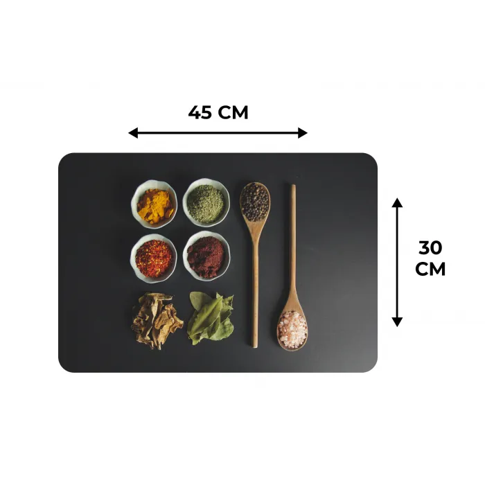 Pollepel - Specerijen - Kruiden - Groen - Bruin - Rustiek Placemat vinyl groot -specs