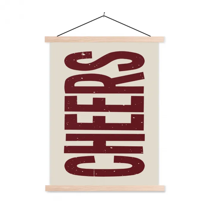 Red - Cheers - Decoratie - Beige textielposter latten blank klein -3d