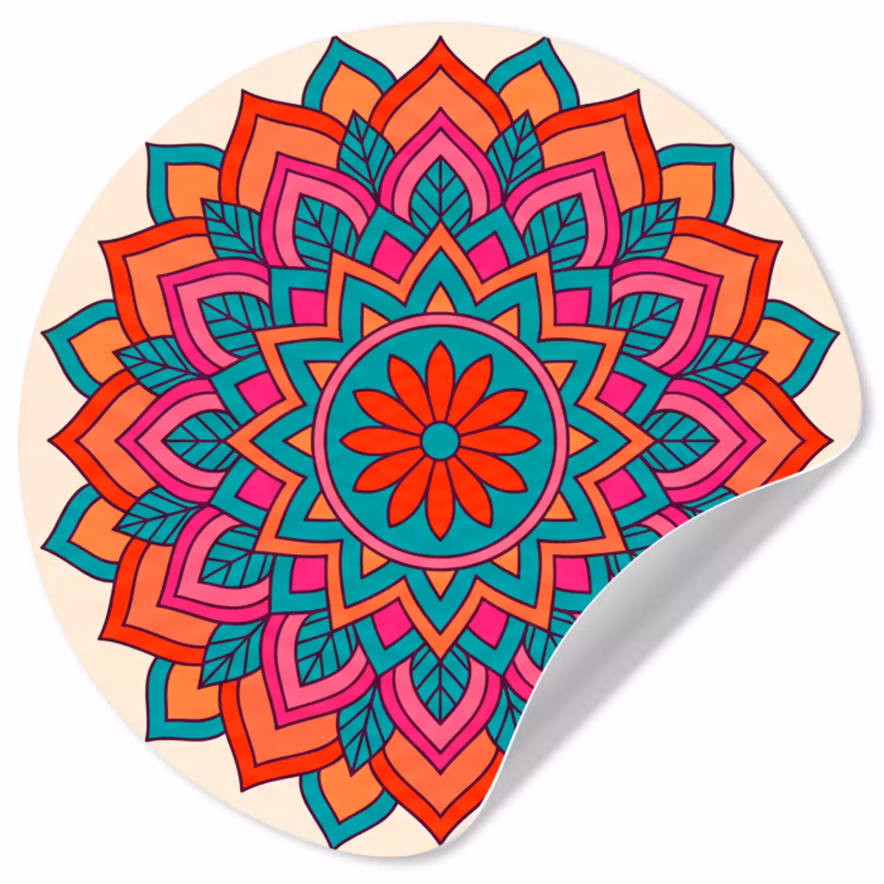 Mandala - Patroon - Abstract - Kleurrijk - Modern Wandcirkel behangsticker klein -3d