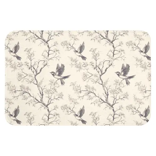 Takken - Vogels - Beige Badmat klein 997 -3d