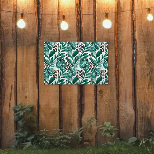 Dierenprint - Panter - Bladeren - Tropisch - Jungle tuinposter los doek klein -sfeer1