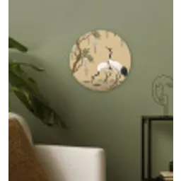 Kraanvogels - Water - Beige Wandcirkel kunststof plaat 5mm dik klein -sfeer3