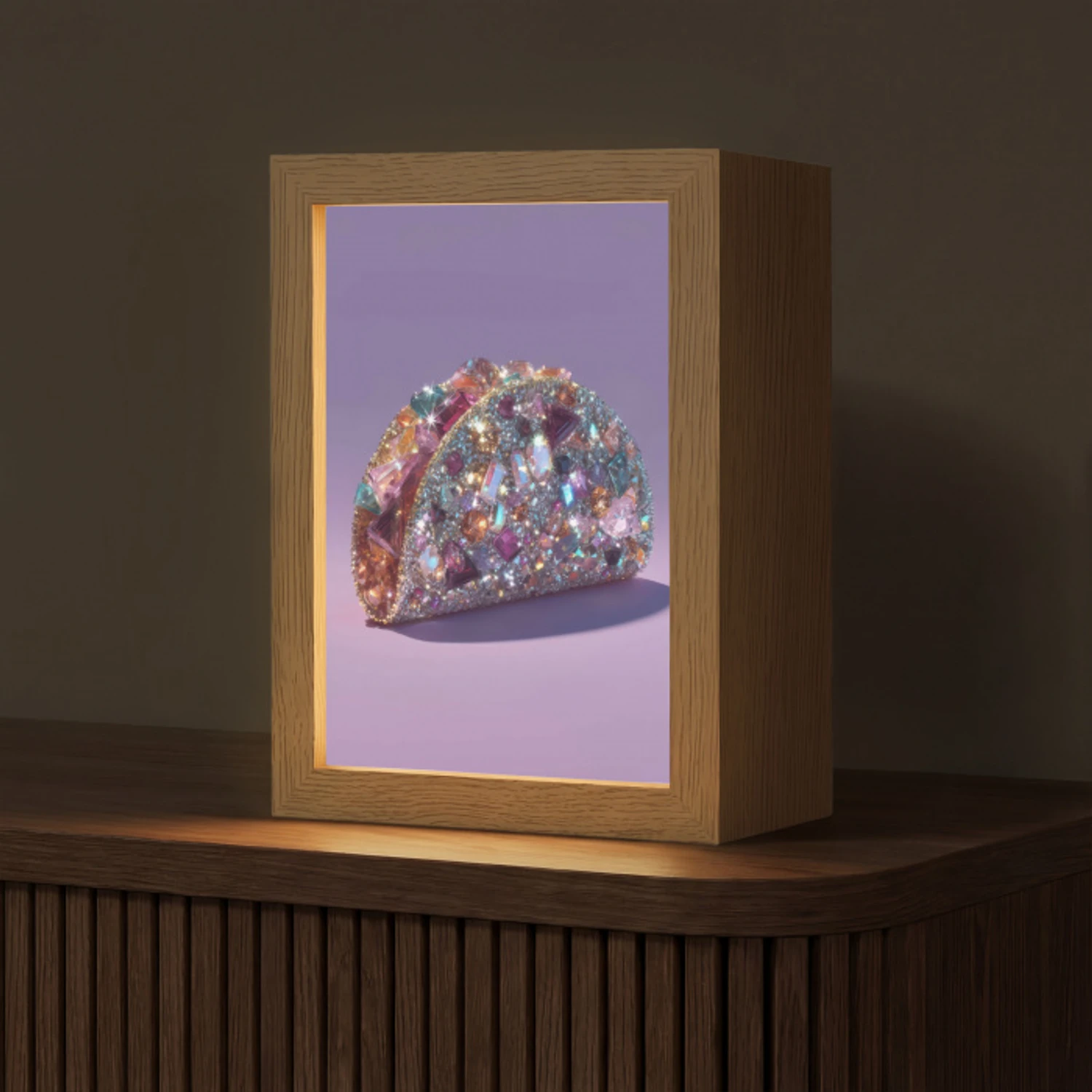 Edelstenen - Glitters - Paars - Kleurrijk Light Box met kabel (Tafellamp) klein -z3d_website