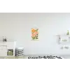 Minimalistisch - Bloemen - Bladeren - Roze textielposter latten blank klein -kinderkamer