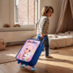 Meisje - Eenhoorn - Roze Kinderkoffer - Blauw klein -sfeer1
