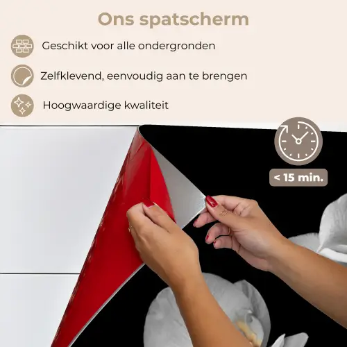 Orchidee - Bloemen - Zwart - Wit - Stilleven keuken achterwand spatscherm klein -spatscherm_NL