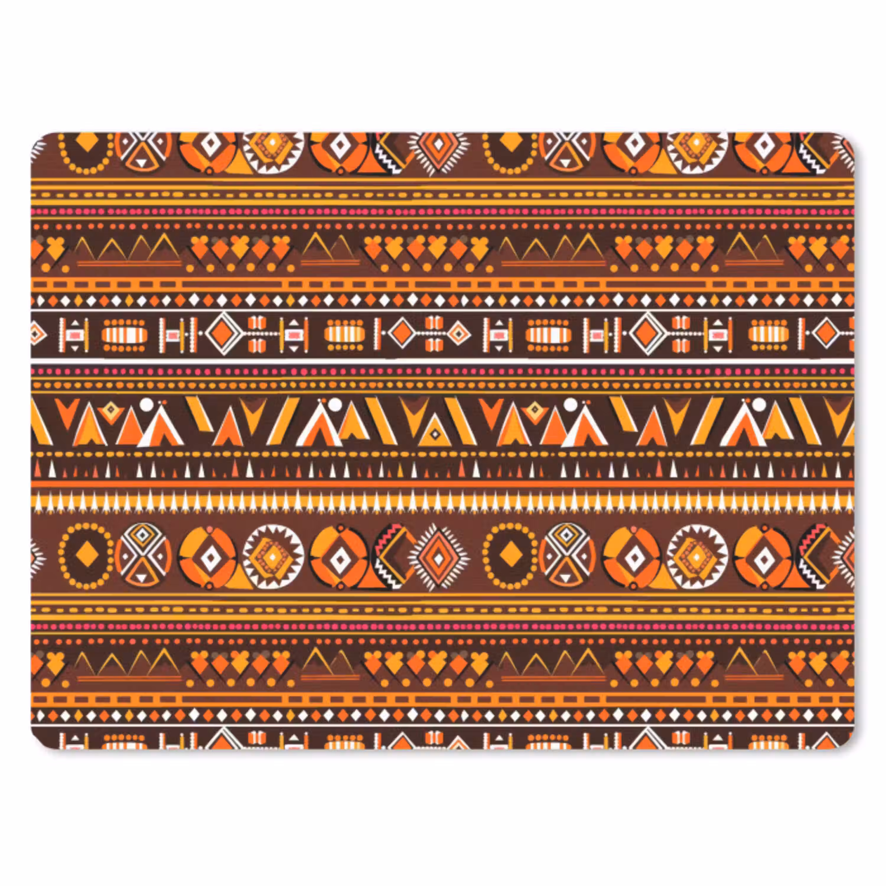 Oranje - Etnisch - Tribaal - Geometrisch - Patroon muismat rubber klein 262 -3d