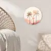 Palmbomen - Heuvels - Minimalistisch - Zachtroze Wandcirkel plexiglas klein -sfeer5