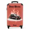 Grijze auto met roze vlammen NBS - Handbagage koffer - Kinderen Unisex middel -productfoto_recht