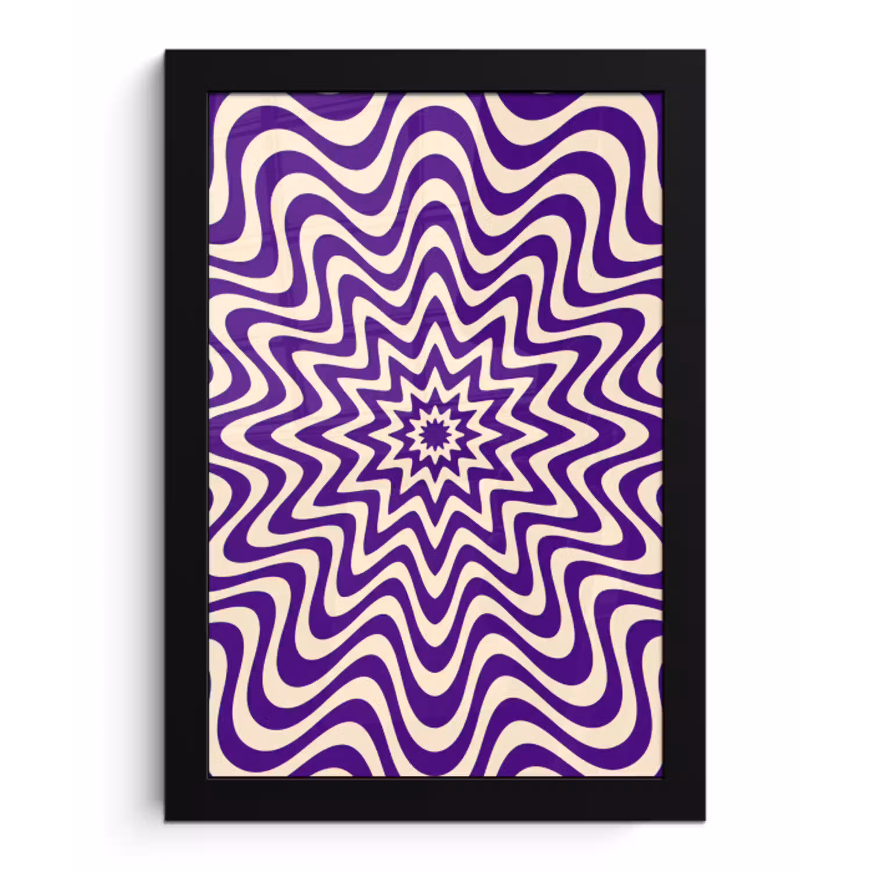 Abstract - Golven - Optisch - Modern - Paars fotolijst zwart zonder passe partout klein -3d