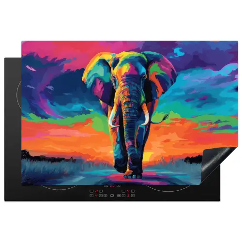 Olifant - Kleurrijk - Lucht - Abstract Inductie beschermer vinyl 3mm klein -3d