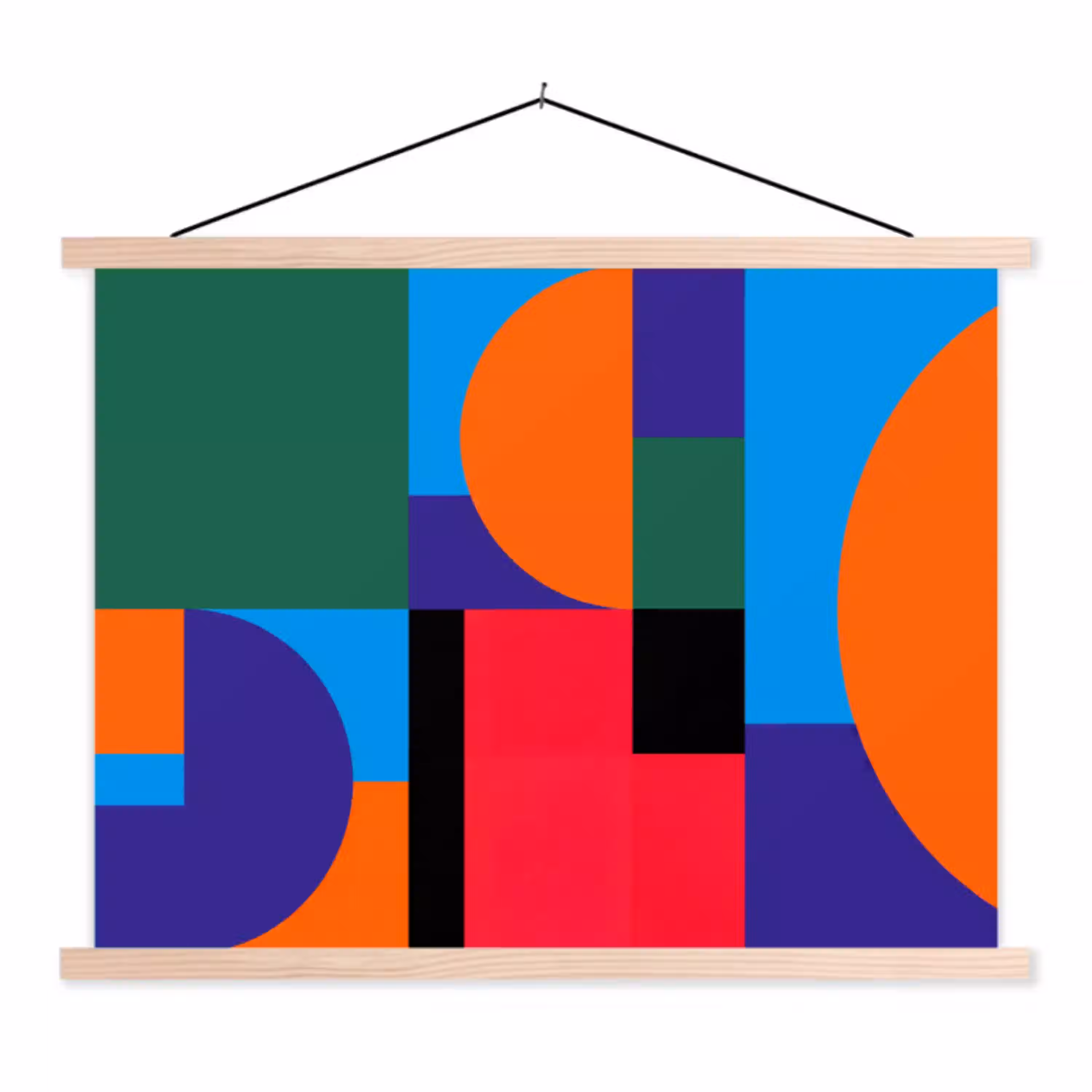 Geometrisch - Abstract - Vormen - Kleurrijk - Modern textielposter latten blank klein -3d