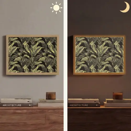 Botanisch - Bladeren - Groen Light Box met batterij (Wandlamp) middel 907 -sfeer3