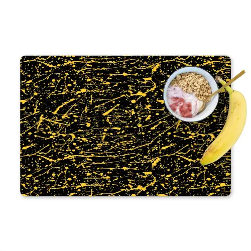 Spat - Waterverf - Geel - Zwart Placemat vinyl groot 368 -zzzproduct_Kitchenyeah-website