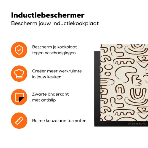 Abstract - Beige - Patroon - Donkerbruin Inductie beschermer vinyl 3mm klein 276 -zzzzzzz-td-ups
