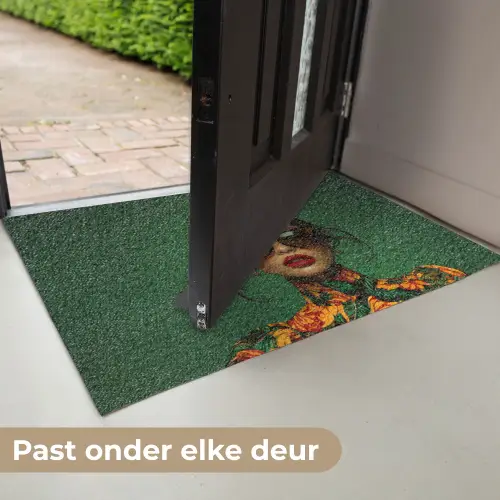 Vrouw - Groen - Modern - Bril - Abstract Deurmat klein -USP_NL
