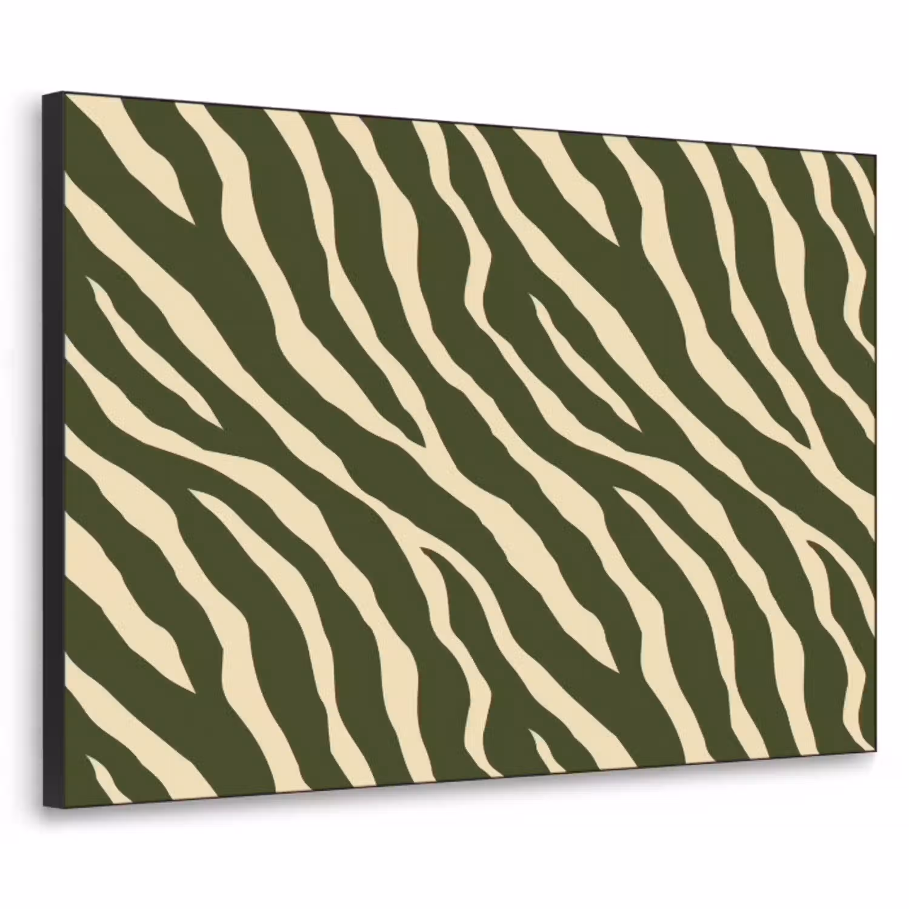 Zebra - Patroon - Groen Textielframe zwart klein 947 -3d