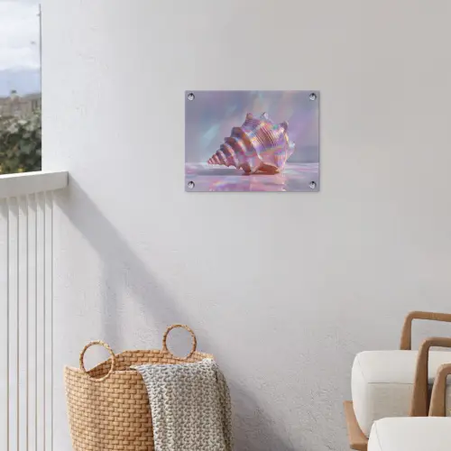 Schelp - Glanzend - Regenboogtinten tuinposter los doek klein -sfeer8