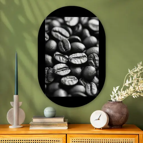 Koffiebonen - Zwart - Vintage Wandcirkel Ovaal Glas middel -sfeer2