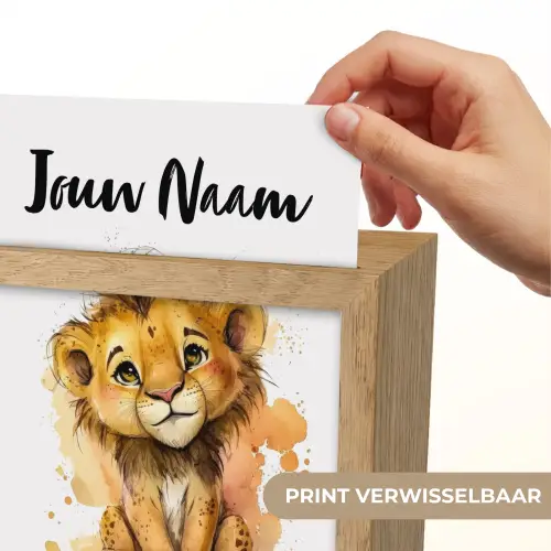 Leeuw - Waterverf - Bruin - Dieren - Meisjes - Jongens Light Box met kabel (Kinderlampje) klein -USP_websiteprintNL