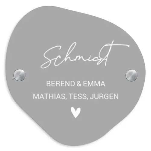 Effen lichtgrijs - Sierlijk Naambord Organisch middel -3d