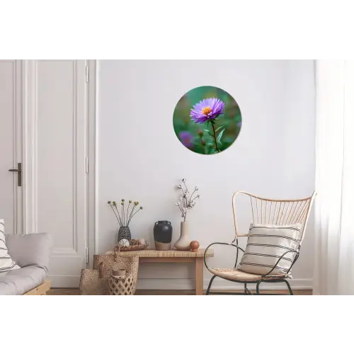 Aster - Paars - Bloem - Blaadjes Wandcirkel aluminium klein -woonkamer