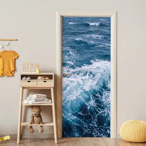 Golven - Oceaan - Blauw deurposter klein -sfeer4