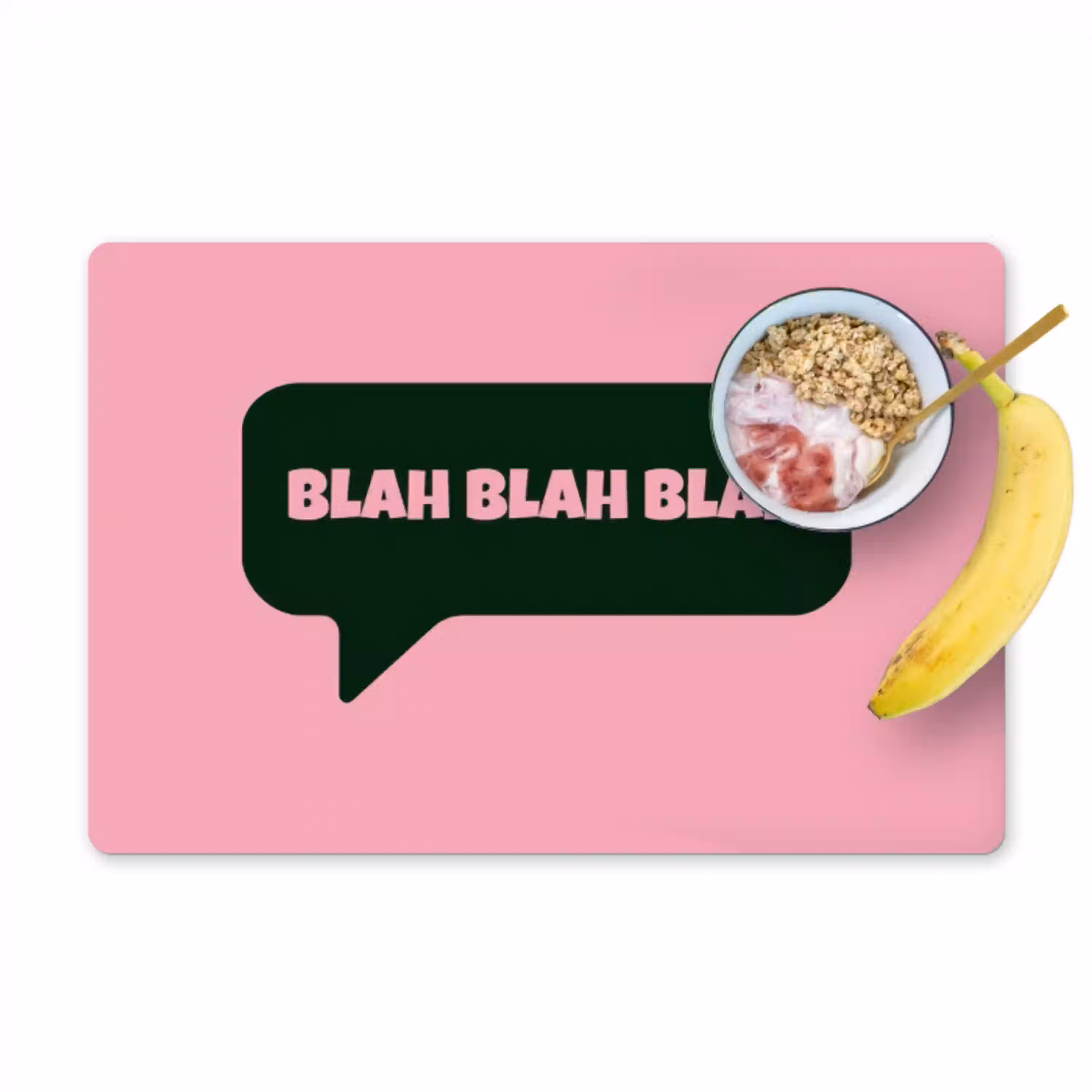 Roze - Tekstwolk - Groen - BLAH BLAH BLAH Placemat vinyl groot -zzzproduct_Kitchenyeah-website