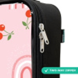 Roze met regenboog en kersen patroon Kinderkoffer - Zwart klein -rits_UK