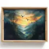 Vogels - Zon - Bomen - Groen Dienblad Rechthoek middel -z3d_shopping