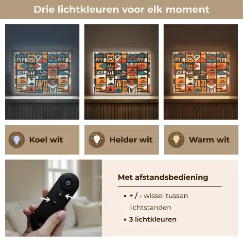 Abstract - Gezichten - Mozaïek Light Box met batterij (Wandlamp) middel -USP_lichtkleurNL