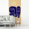 Okergeel - Blauw - Eenvoudige lijnen fotobehang vinyl groot -woonkamer