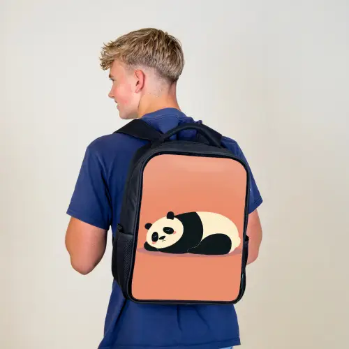 Panda - Slaap - Oranje Rugzak - Zwart middel -sfeer8