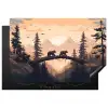 Beren - Bomen - Landschap - Zonsondergang Inductie beschermer vinyl 3mm klein -3d