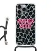 Panterprint - Zwart - Neonletters - Roze Hoesje iPhone 16 Pro Max met koord klein -3d
