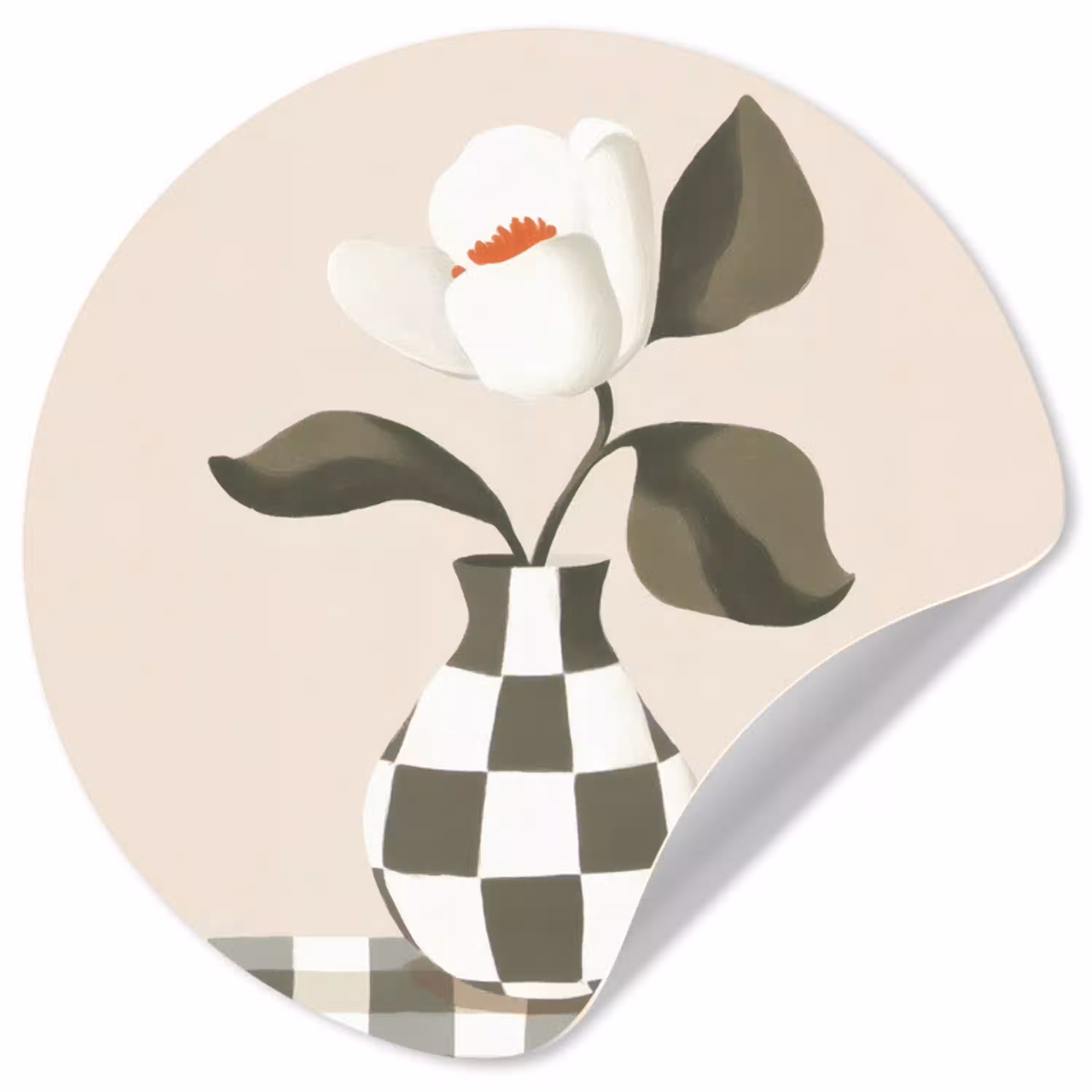 Vaas - Geruit - Groen - Bloem Wandcirkel behangsticker klein -3d