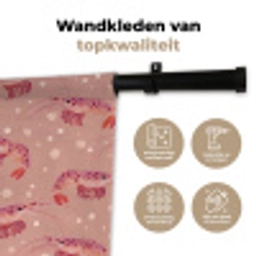 Garnalen - Stippen - Roze Wandkleed katoen klein 269 -sfeer2