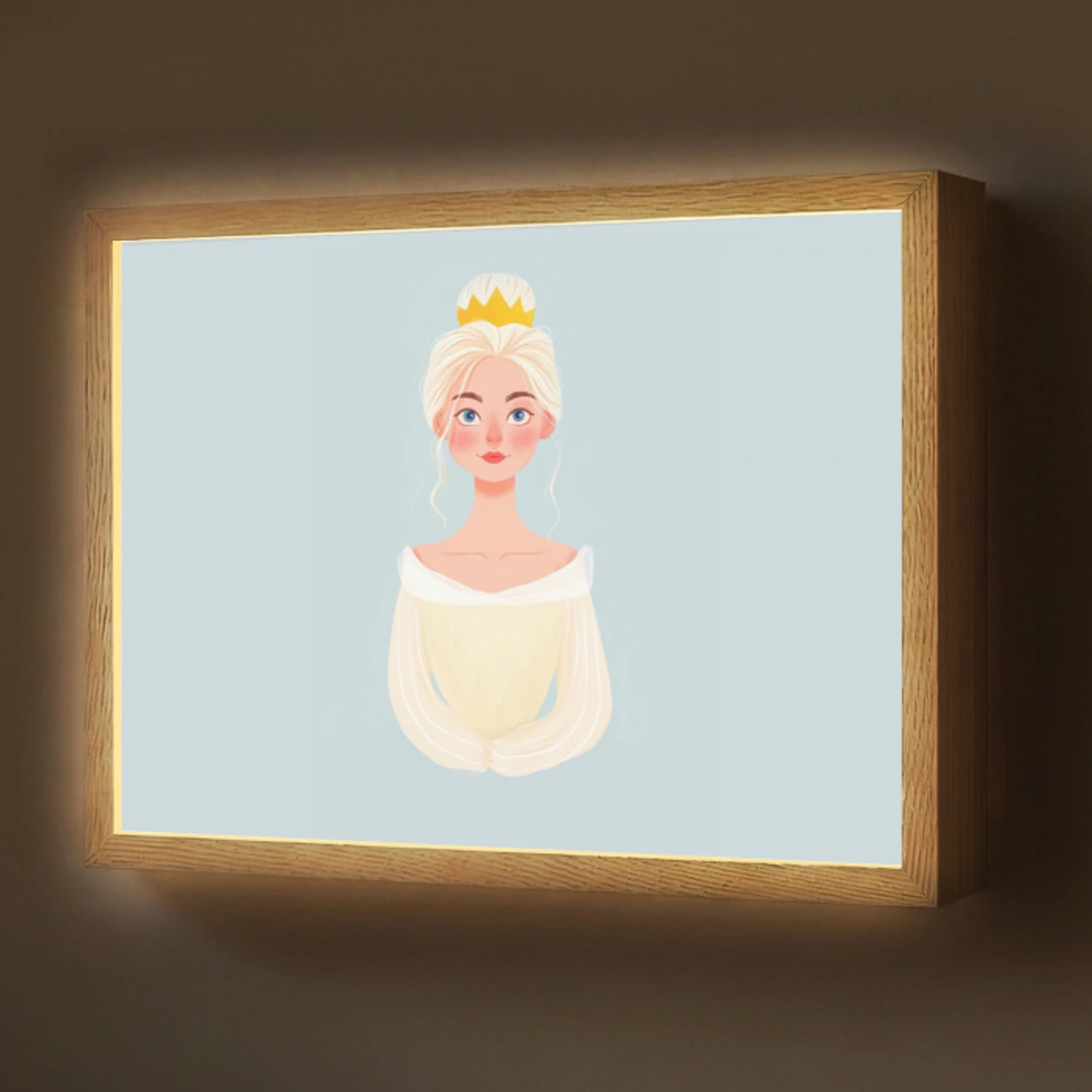 Prinses - Kroon - Blauw Light Box met batterij (Wandlamp) middel -z3d_website