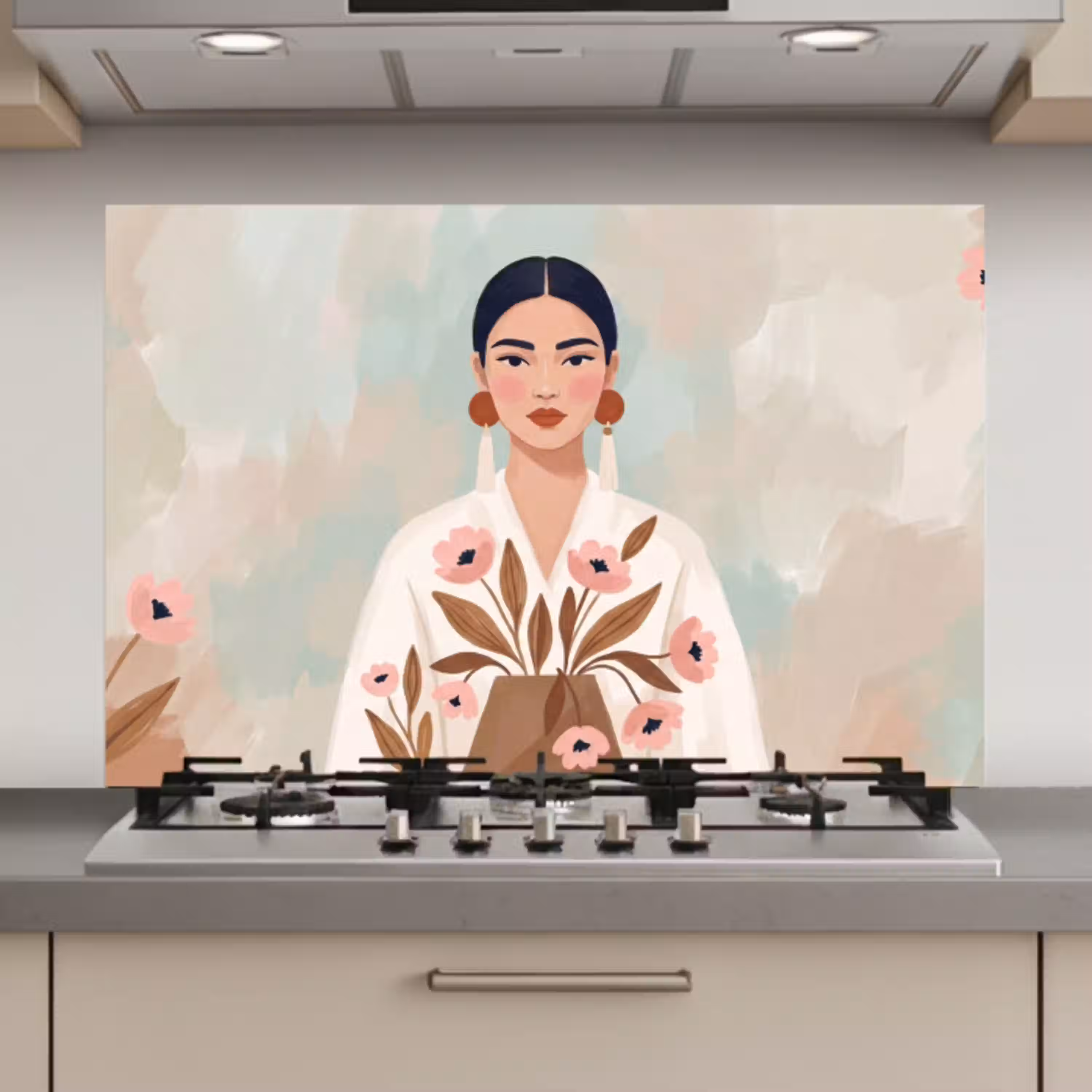 Vrouw - Kimono - Pastel keuken achterwand spatscherm klein -3d_website