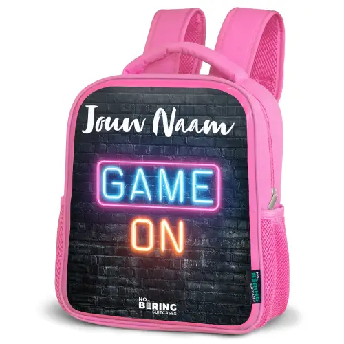 Game - Neon - Muur Kinderrugzak - Roze middel -schuin